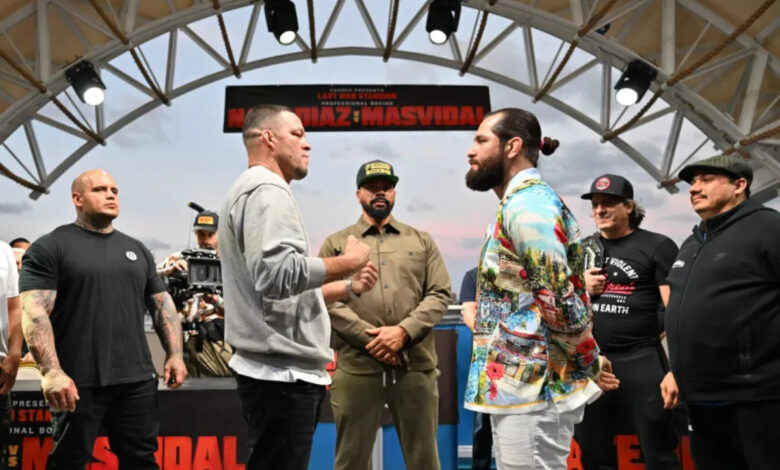 Nate Diaz and Jorge Masivdal staredown