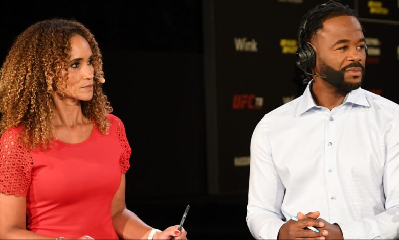 Karyn Bryant and Rashad Evans during a UFC broadcast