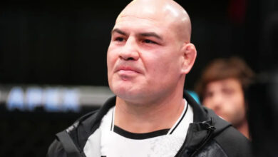 Cain Velasquez serves as a coach during a UFC event
