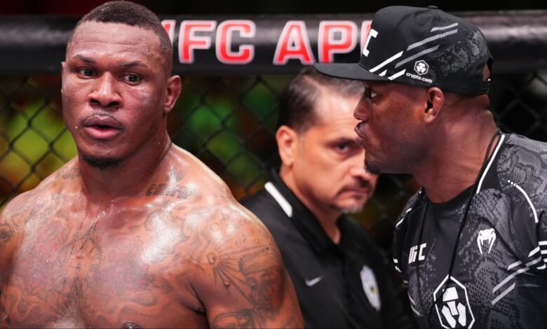 Mohammed Usman with his brother Kamaru during one of his UFC fights