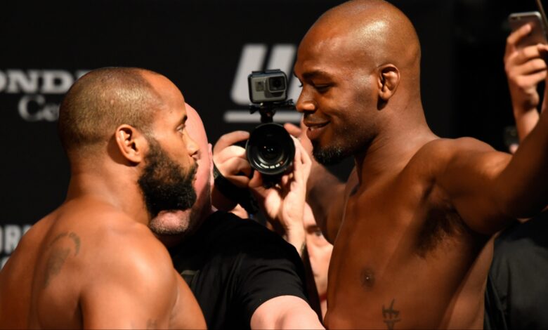 Daniel Cormier and Jon Jones face off at the UFC 214 ceremonial weigh-in