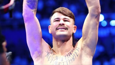 Diego Lopes enters the Octagon for his fight at UFC 325