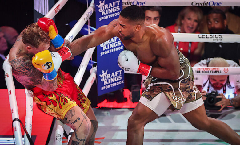 Anthony Joshua punches Jake Paul in Netflix clash