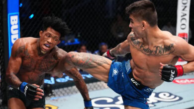 Mario Bautista kicks Vinicius Oliveira at UFC Vegas 113