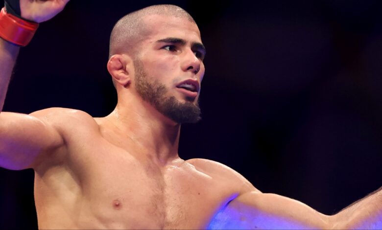 Muhammad Mokaev celebrates a win at UFC 286