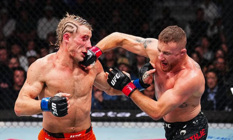 Paddy Pimblett punched by Justin Gaethje at UFC 324