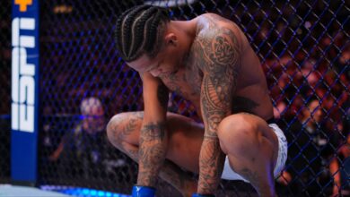 Vinicius Oliveira enters the Octagon for his fight at UFC Saudi Arabia